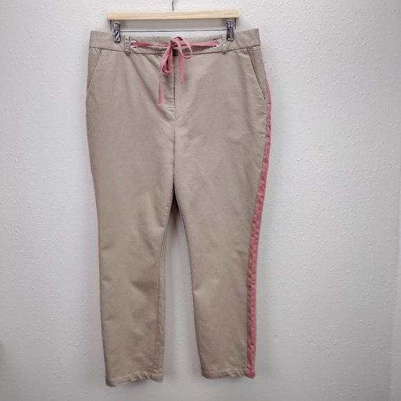 JustFab Pants Womens Extra Extra Large Chino Stripe Trousers Drawstring Tan - Picture 12 of 12